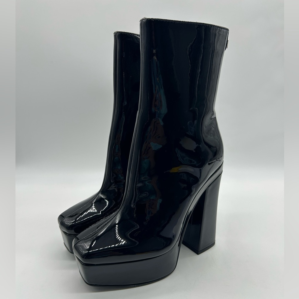 Guess BYRA Women’s Platform Block Heel Ankle Boots Black Patent, Size 10 NWB - Picture 5 of 12